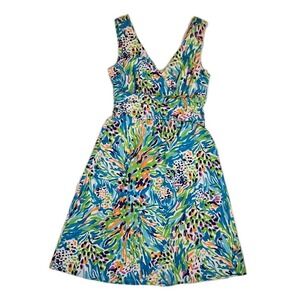 Lilly Pulitzer Size SMALL Sea Soiree Print Shianne Jersey Knit V-Neck Mini Dress